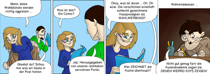 Piece of Me. Ein Webcomic über aggressive Wahlwerbung und abgelehnte Künstler.