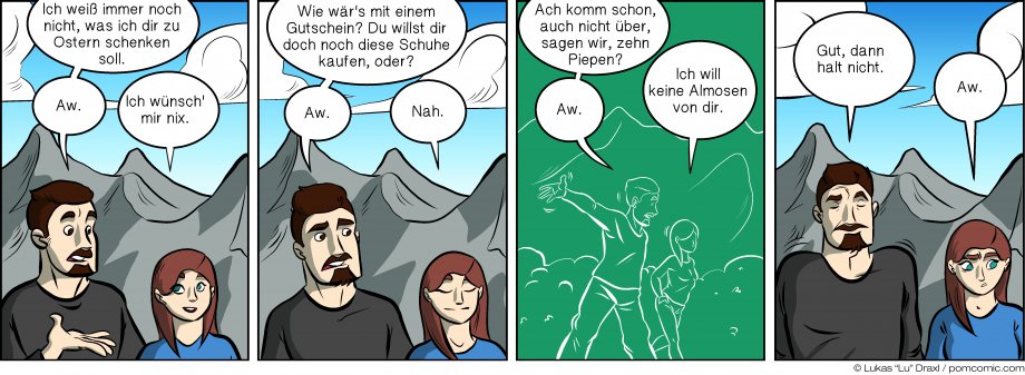 Piece of Me. Ein Webcomic über Ostergeschenkideen und Gutscheine.