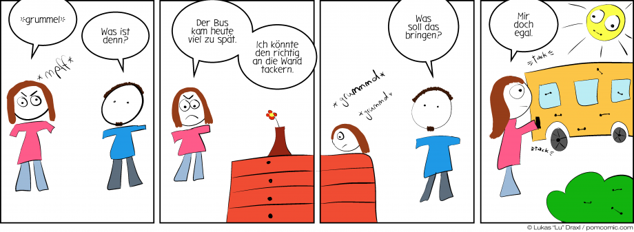 Piece of Me. Ein Webcomic über verärgerte Freundinnen und an die Wand getackerte Busse.