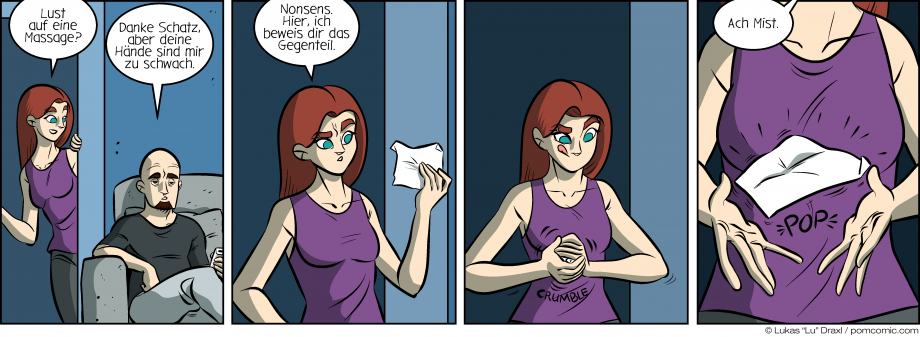 Piece of Me. Ein Webcomic über angebotene Massagen und schwache Hände.