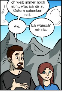 Piece of Me. Ein Webcomic über Ostergeschenkideen und Gutscheine.